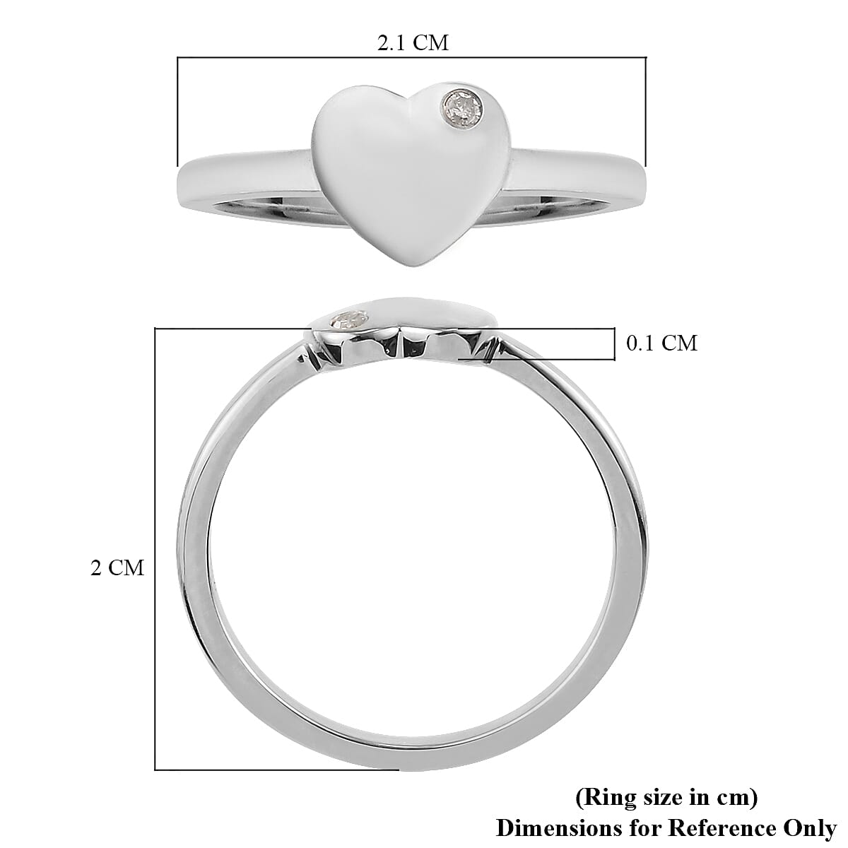 Diamond Heart Shape Ring in Platinum Plated Sterling Silver 3722517 6