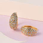 Diamond Hoop Earring in 18K Vermeil Yellow Gold Plated Sterling Silver 0.01 Ct, Silver Wt. 5.16 Gms