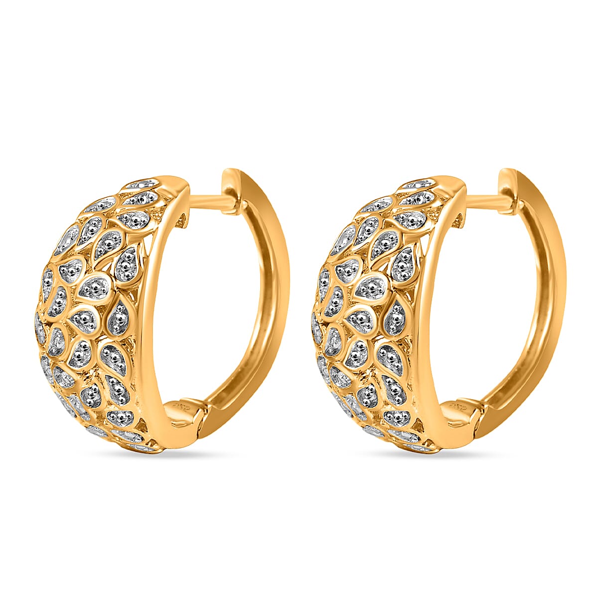 Diamond Hoop Earring in 18K Vermeil Yellow Gold Sterling Silver 0.01 Ct, Silver Wt. 5.16 Gms 7535781 3