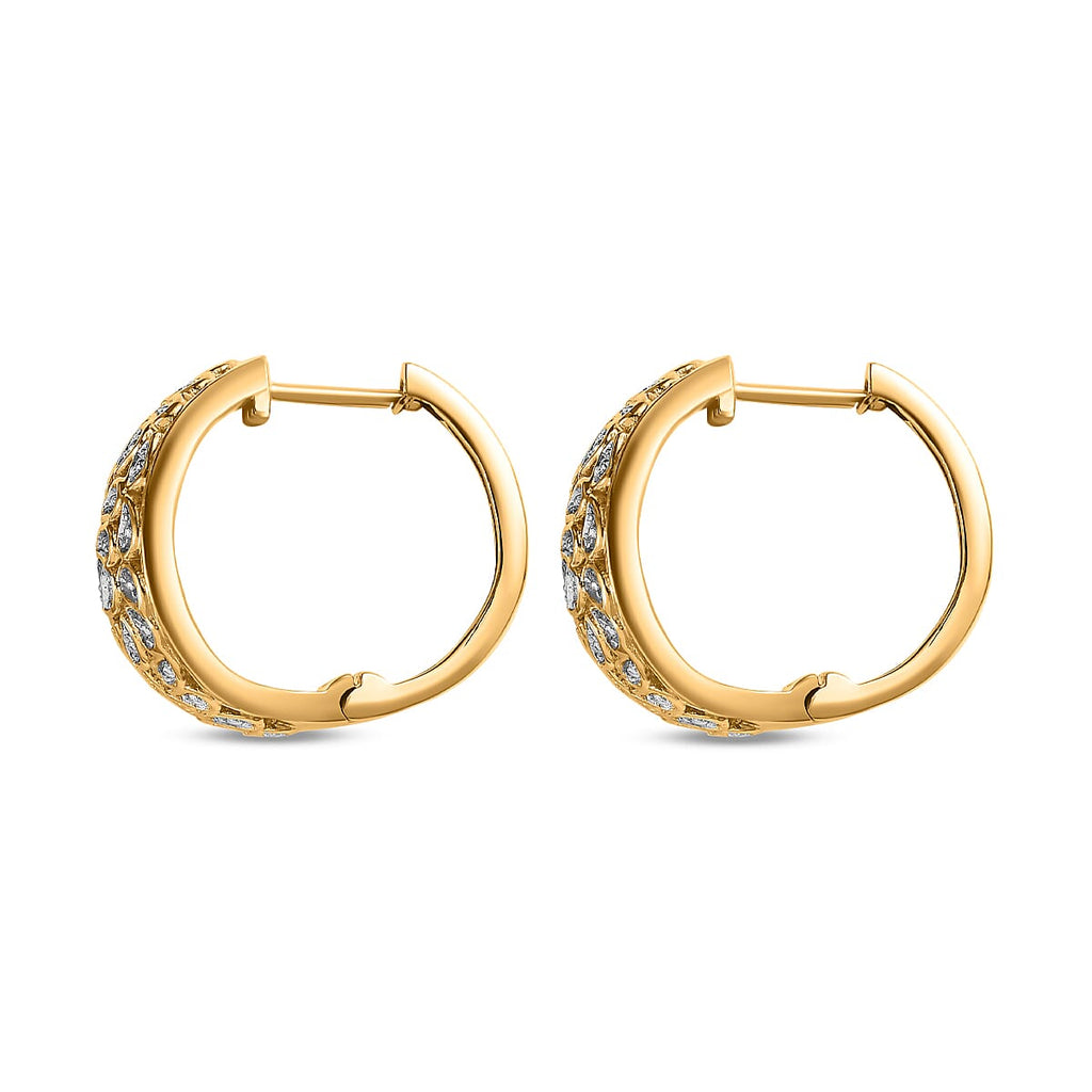 Diamond Hoop Earring in 18K Vermeil Yellow Gold Plated Sterling Silver 0.01 Ct, Silver Wt. 5.16 Gms