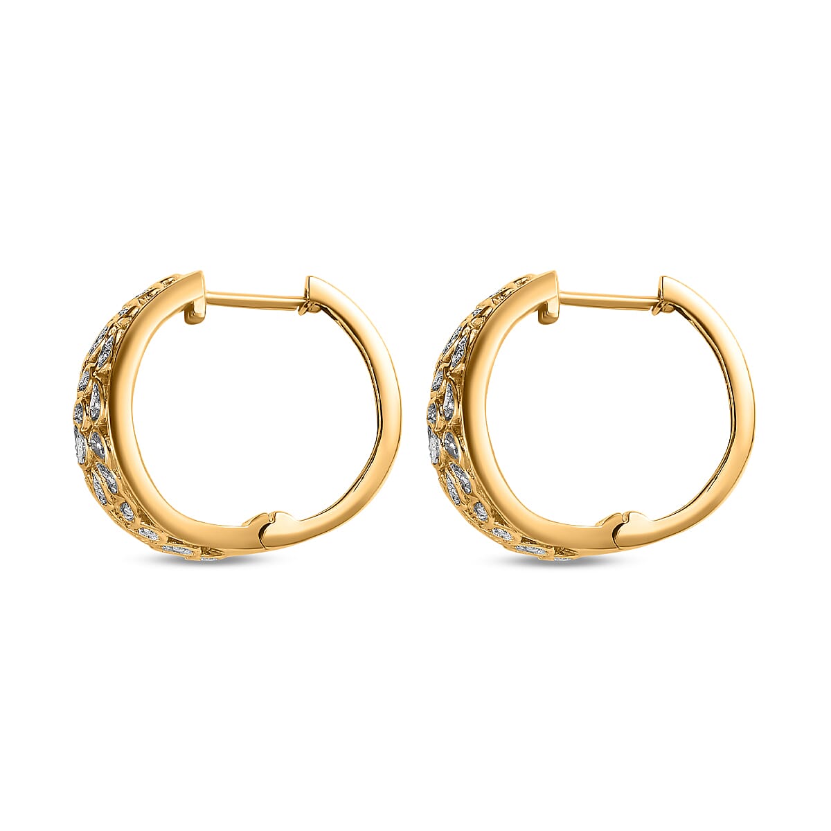 Diamond Hoop Earring in 18K Vermeil Yellow Gold Sterling Silver 0.01 Ct, Silver Wt. 5.16 Gms 7535781 4