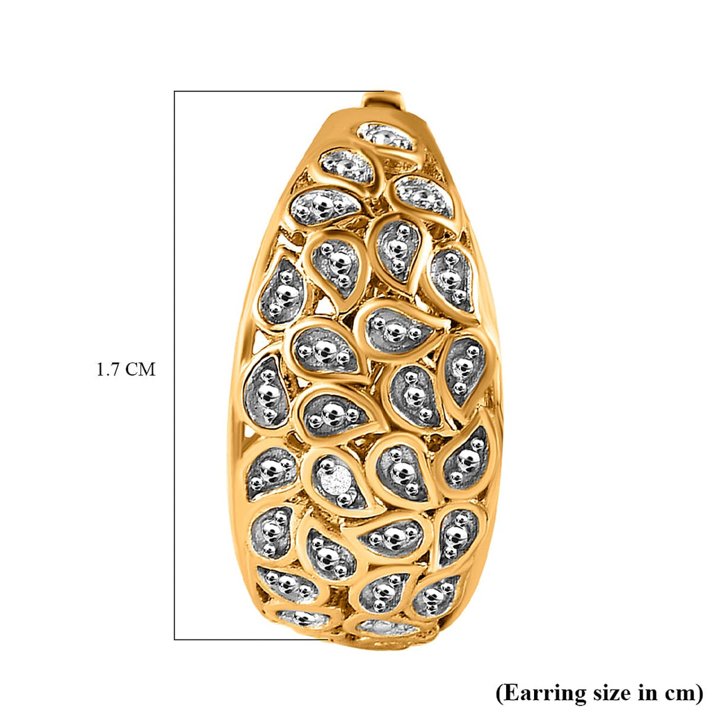 Diamond Hoop Earring in 18K Vermeil Yellow Gold Plated Sterling Silver 0.01 Ct, Silver Wt. 5.16 Gms
