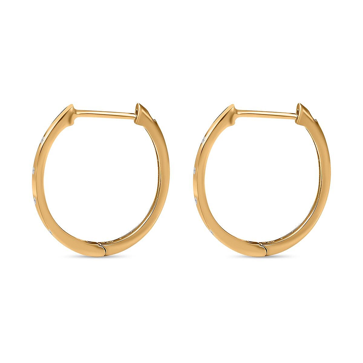 Diamond Hoop Earrings (with Clasp) in 18K Vermeil Yellow Gold Plated Sterling Silver V32539809 5