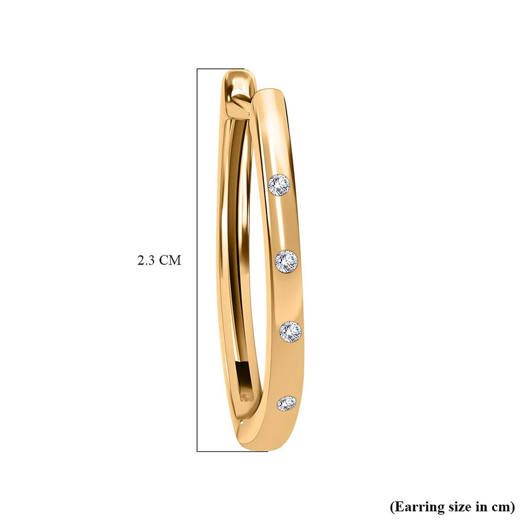 Royal Bali Collection - D'joy Diamond (Rnd) Hoop Earrings with Clasp in 18K Vermeil Yellow Gold Plated Sterling Silver