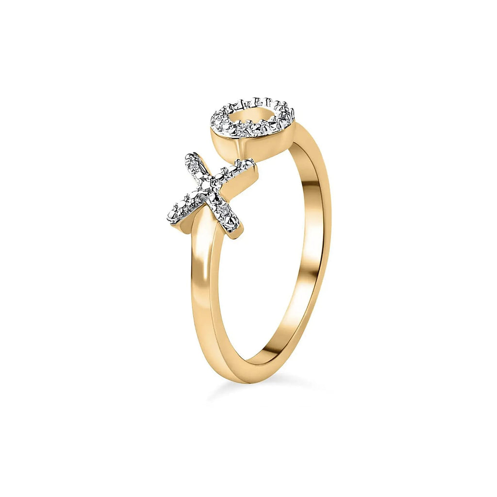 Diamond Hug and Kiss Ring in 18K Vermeil Gold Plated Sterling Silver