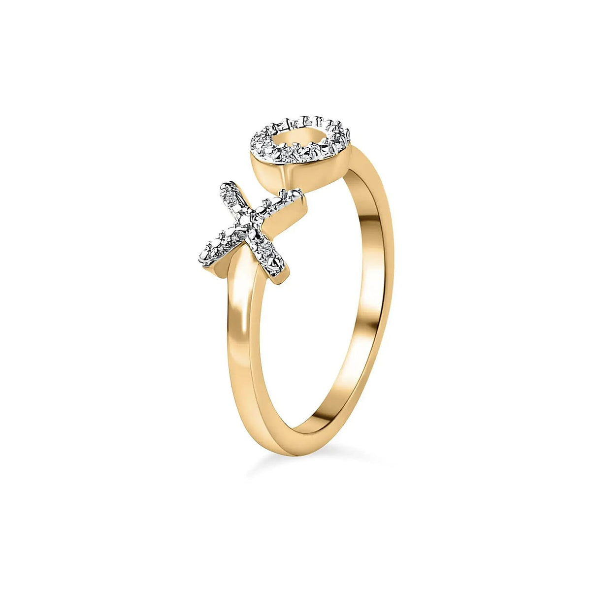 Diamond Hug and Kiss Ring in Sterling Silver with 18K Vermeil Yellow Gold 3574771 0