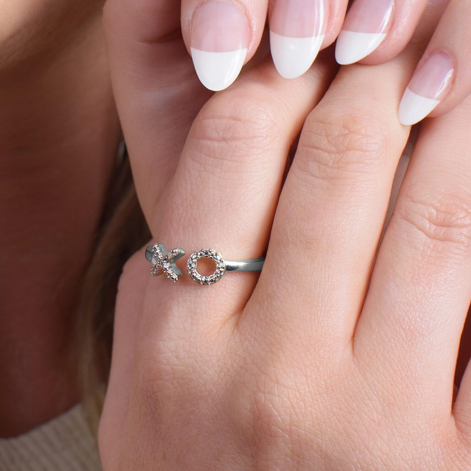 Diamond Hug and Kiss Ring in Sterling Silver with Platinum Plated 3574772 3