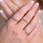 Diamond Hug and Kiss Ring in Platinum Overlay Sterling Silver