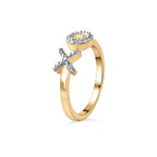 Diamond Hug and Kiss Ring in 18K Vermeil Gold Plated Sterling Silver