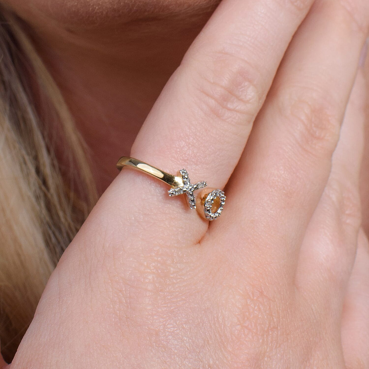 Diamond Hug and Kiss Ring in Sterling Silver with 18K Vermeil Yellow Gold 3574771 14
