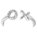 Diamond Hug and Kiss Ring in Platinum Overlay Sterling Silver