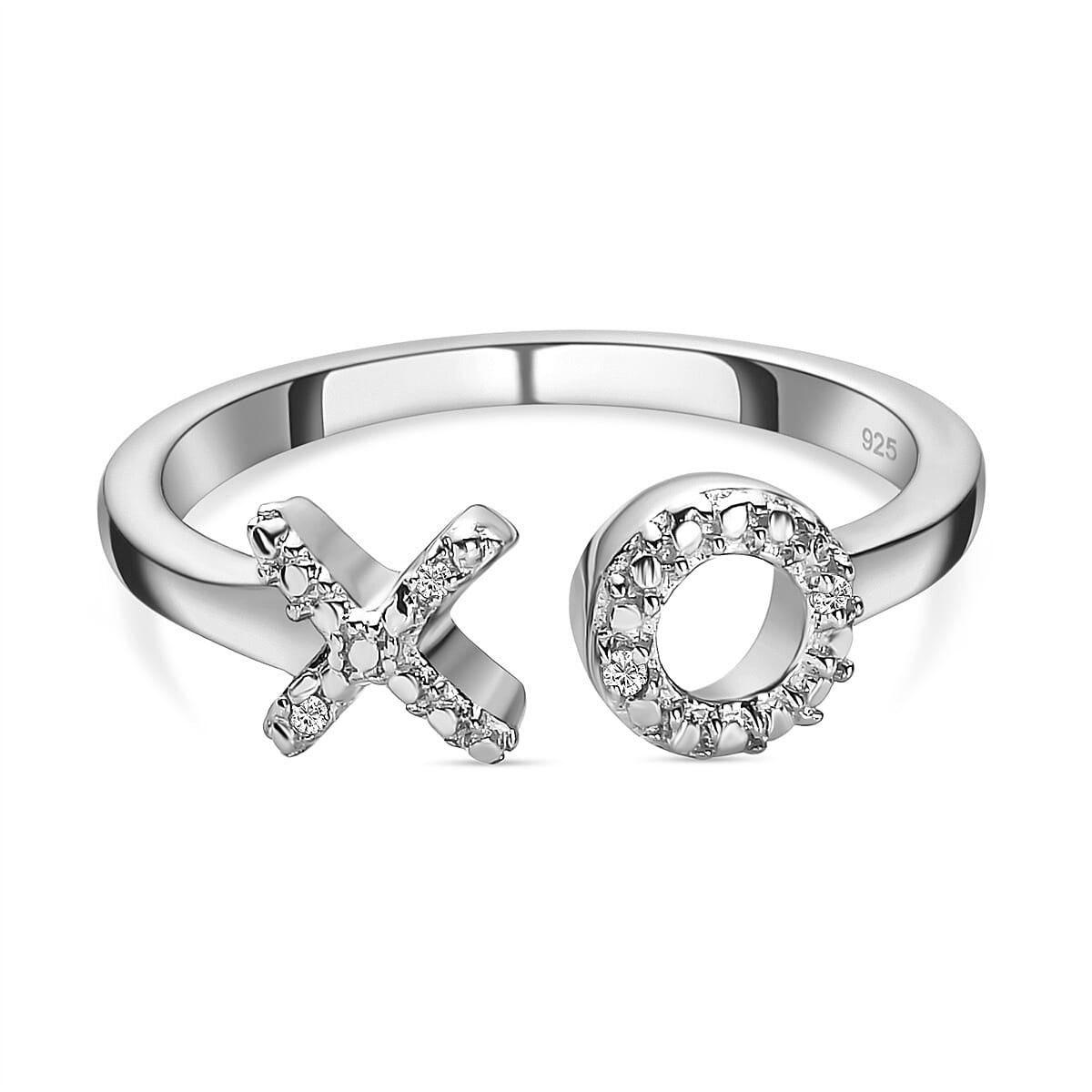 Diamond Hug and Kiss Ring in Sterling Silver with Platinum Plated V32638395 2