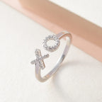 Diamond Hug and Kiss Ring in Platinum Overlay Sterling Silver