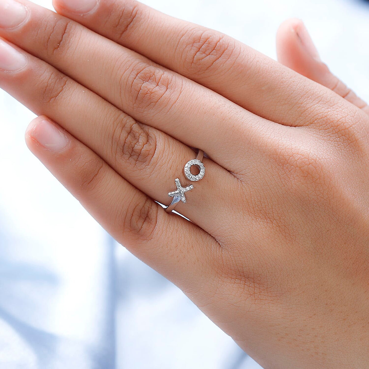 Diamond Hug and Kiss Ring in Sterling Silver with Platinum Plated V32638395 6