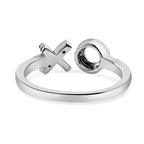 Diamond Hug and Kiss Ring in Platinum Overlay Sterling Silver