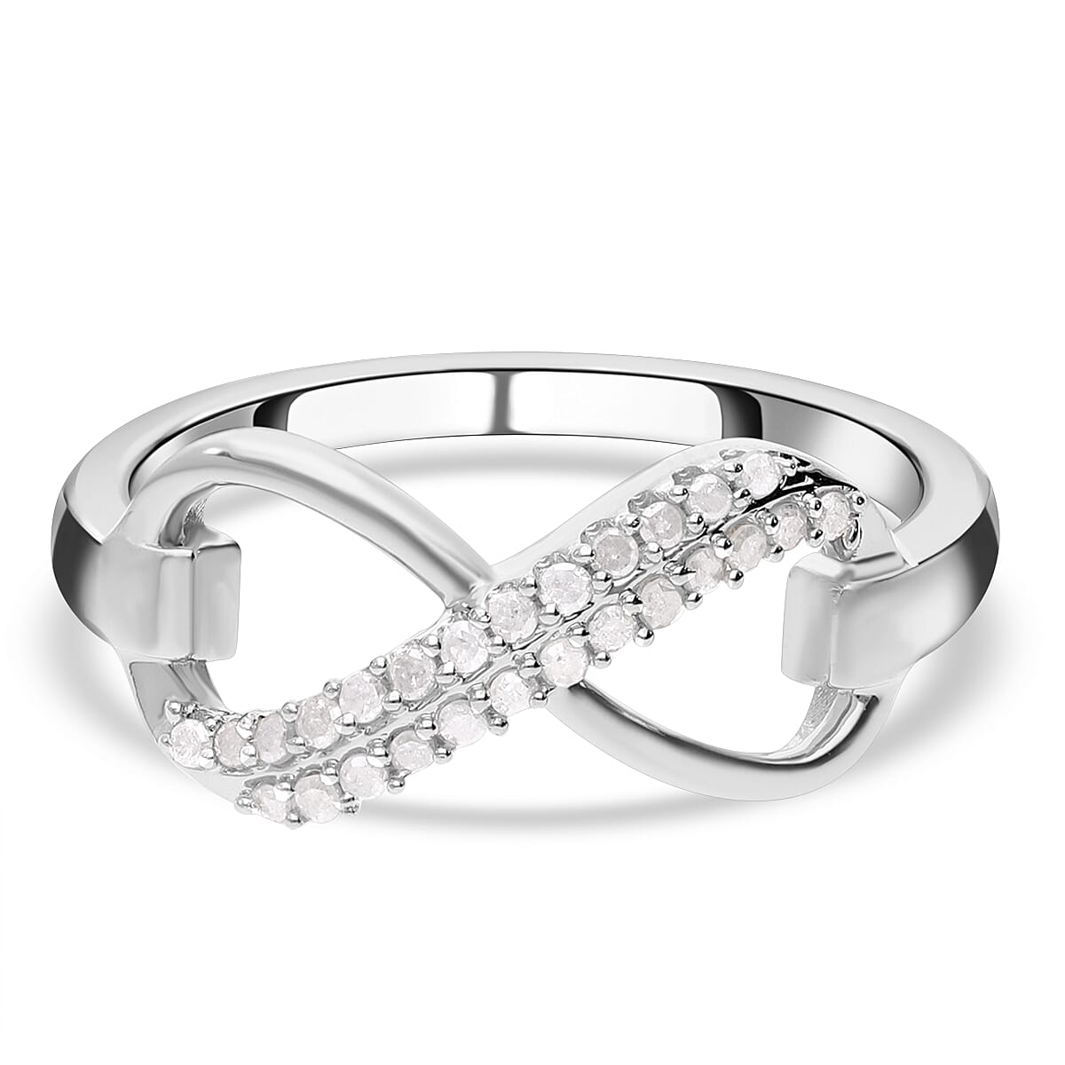 Diamond Infinity Ring in Platinum Overlay Sterling Silver 7637389 0