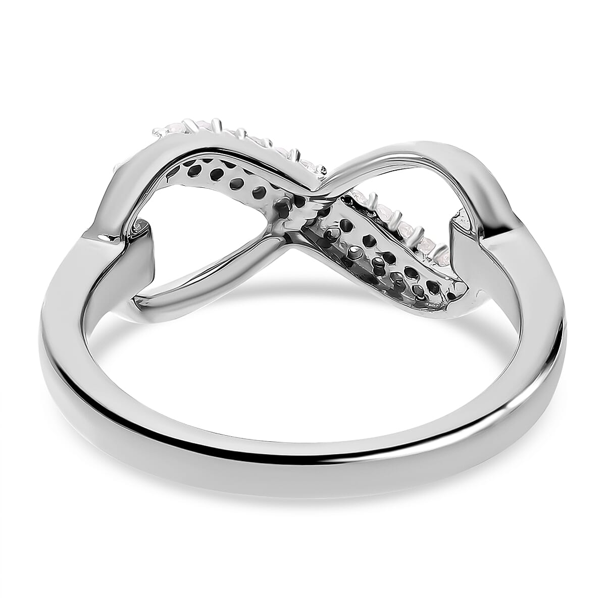 Diamond Infinity Ring in Platinum Overlay Sterling Silver 7637389 3