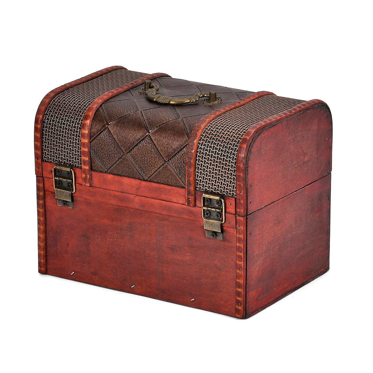 Classic Antique Style Diamond Pattern Wooden Storage Box (Size 21x16x14 cm) - Bronze 7696095 3