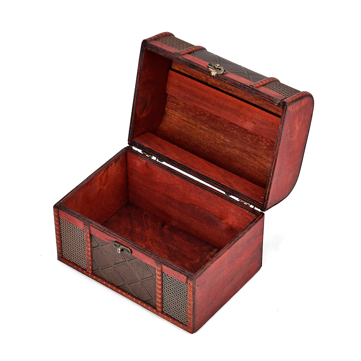Classic Antique Style Diamond Pattern Wooden Storage Box (Size 21x16x14 cm) - Bronze 7696095 4