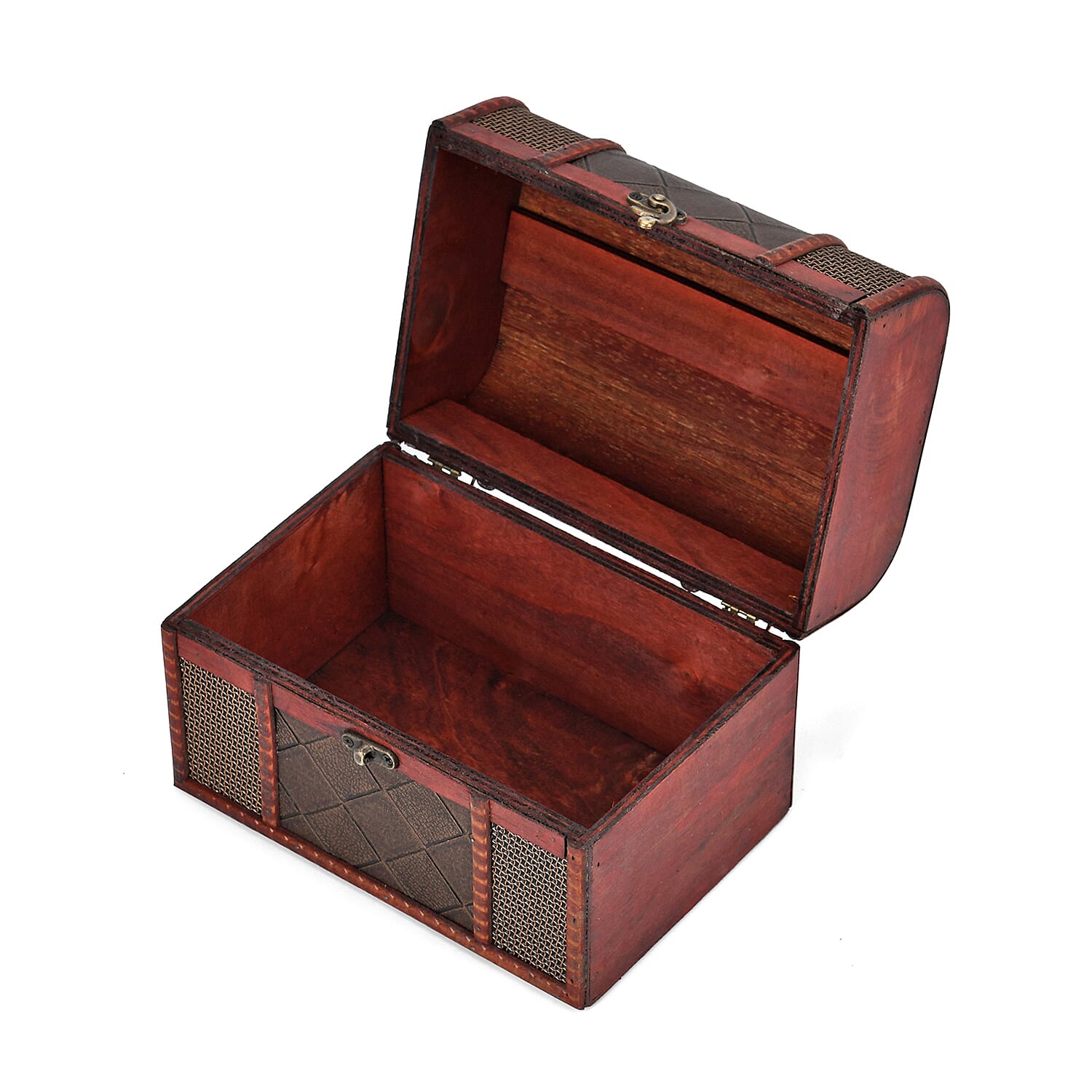 Classic Antique Style Diamond Pattern Wooden Storage Box (Size 21x16x14 cm) - Bronze 7696095 4