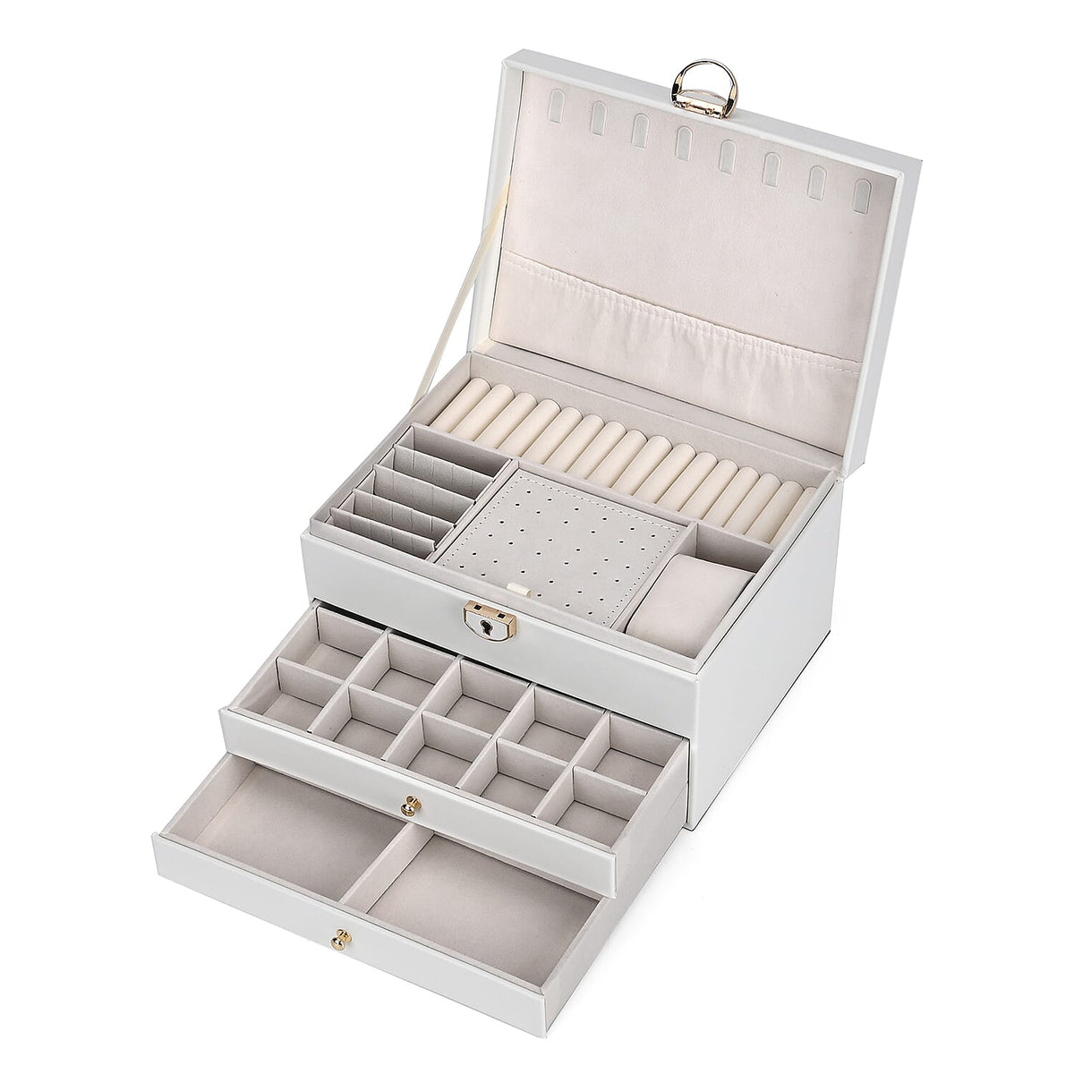 3-Layer Jewellery Box with Lock and Key 7856985 10