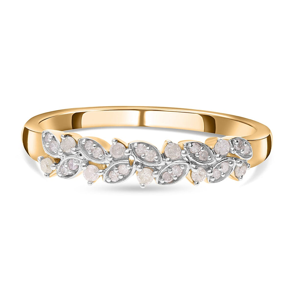 Diamond Leaf Ring in 18K Vermeil Yellow Gold Plated Sterling Silver 0.19 Ct