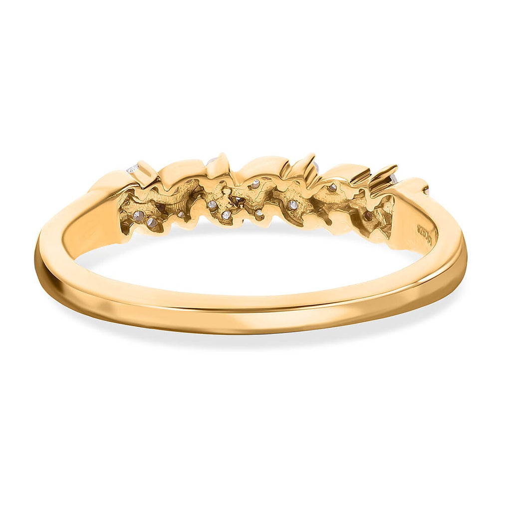 Diamond Leaf Ring in 18K Vermeil Yellow Gold Plated Sterling Silver 0.19 Ct