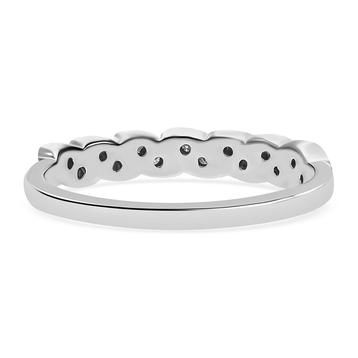 Diamond Leaf Ring in Platinum Overlay Sterling Silver 0.19 Ct 7645407 3