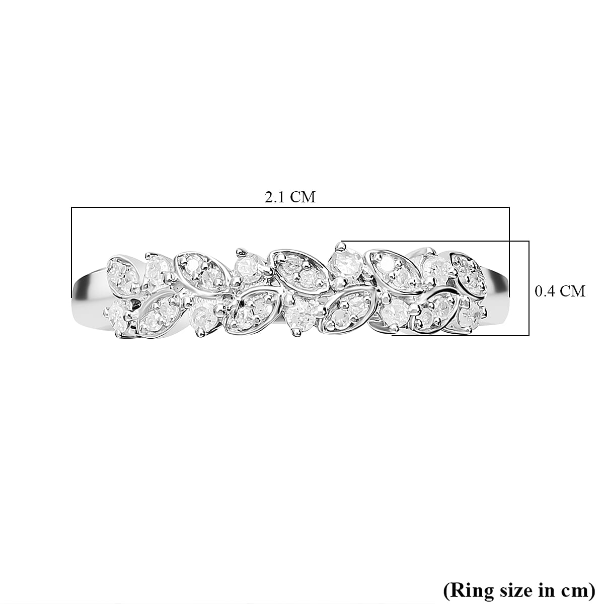 Diamond Leaf Ring in Platinum Overlay Sterling Silver 0.19 Ct 7645407 4