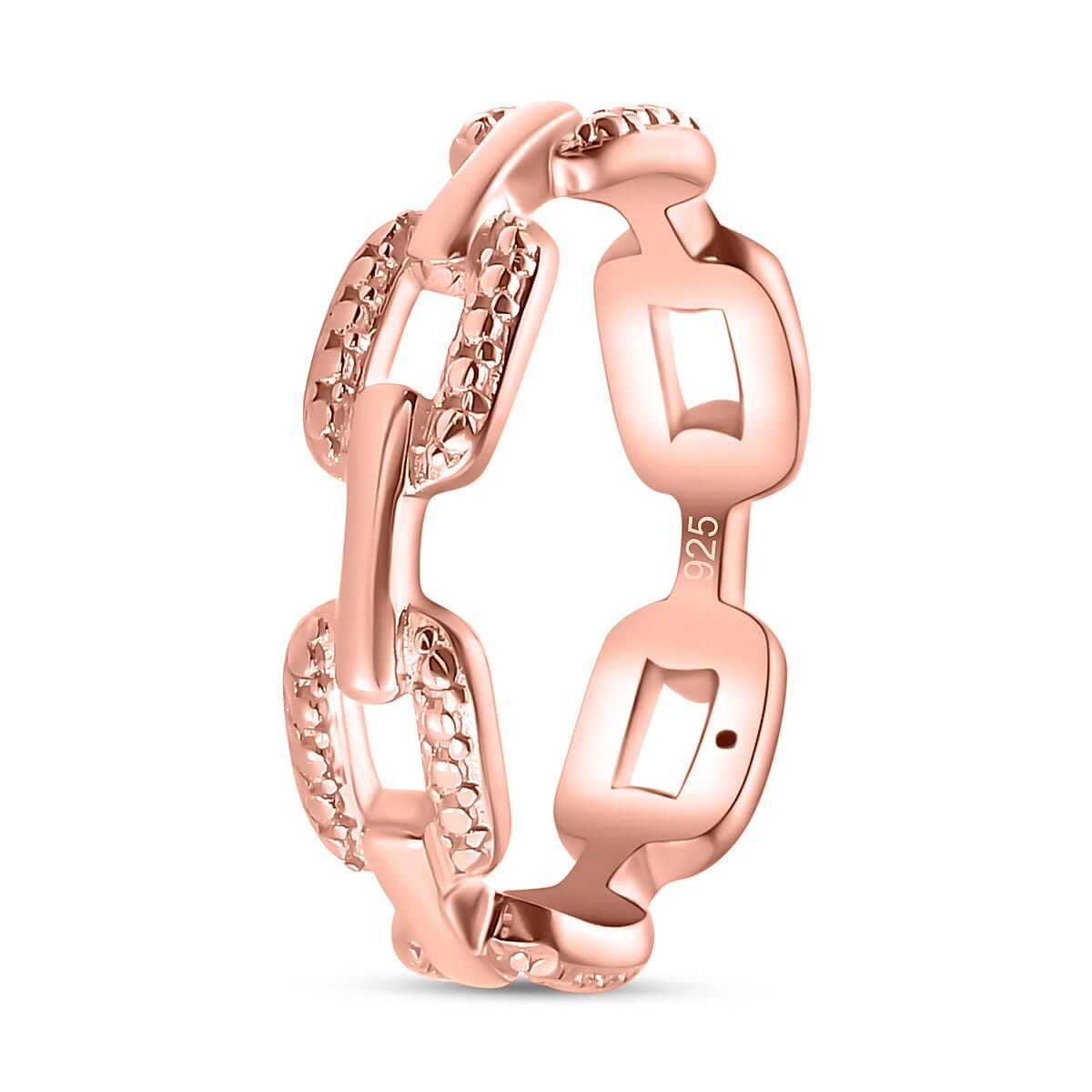 Diamond Link Band Ring in 18K Vermeil Rose Gold Plated Sterling Silver V32513161 6