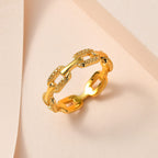 Diamond Link Band Ring in 18K Vermeil Yellow Gold Plated Sterling Silver