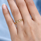 Diamond Link Band Ring in 18K Vermeil Yellow Gold Plated Sterling Silver