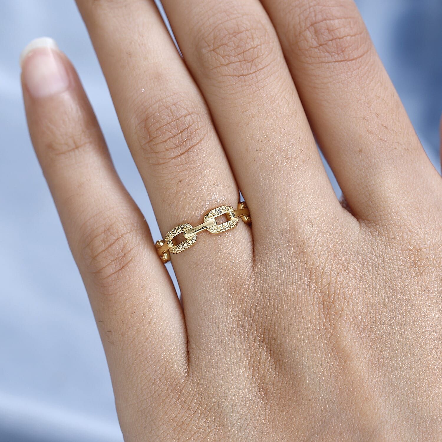 Diamond Link Band Ring in 18K Vermeil Yellow Gold Plated Sterling Silver 7665124 3