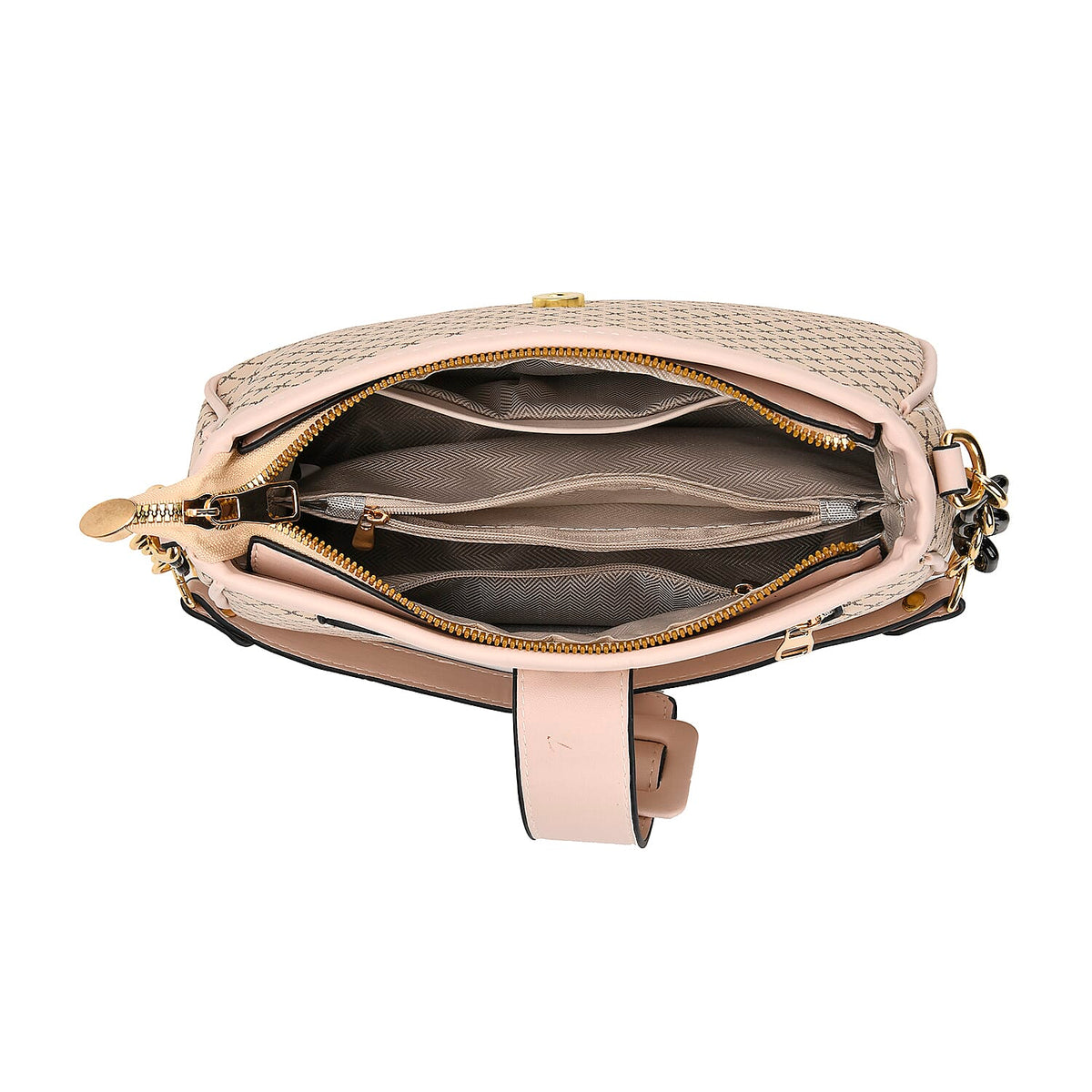 Diamond Pattern Crossbody Bag with Chain Detail Strap V32576851 5