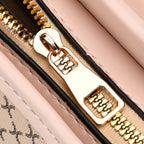 DESIGNER INSPIRED - Diamond Pattern Crossbody Bag with Chain Detail Strap - Beige