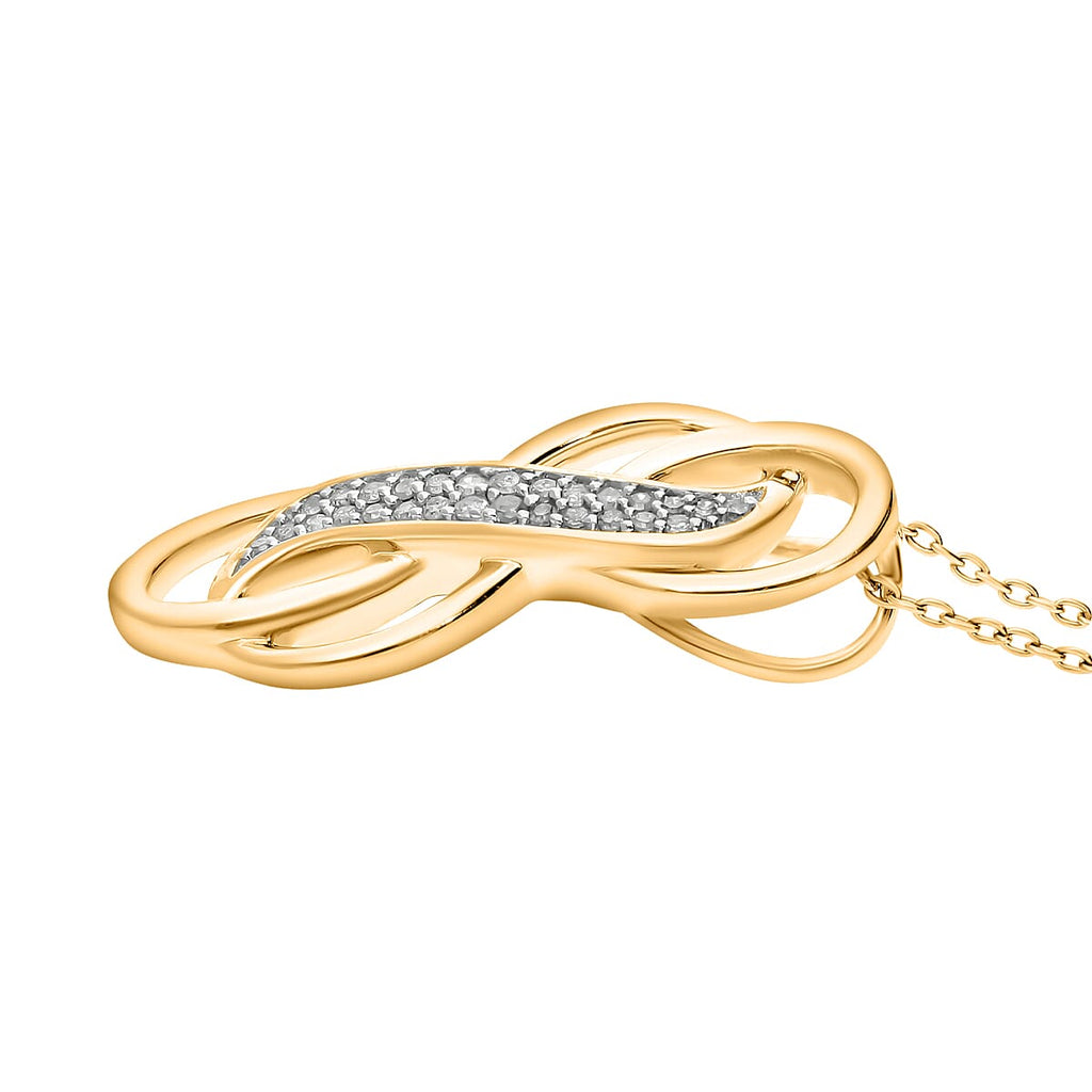 Diamond Pendant with Chain (Size 20) in 18K Vermeil Yellow Gold Plated Sterling Silver 0.15 Ct