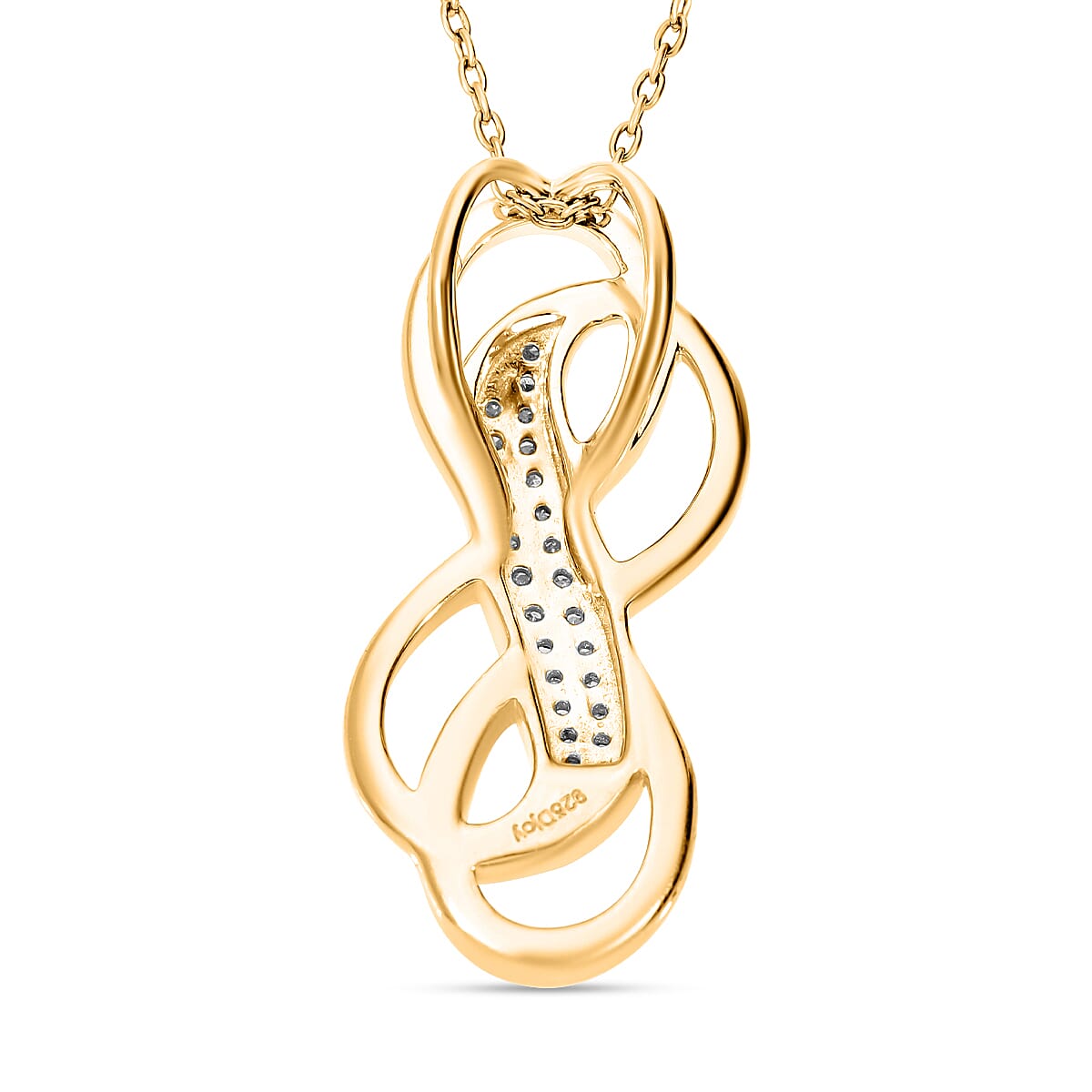 Diamond Swirl Pendant with Chain (Size 20) in 18K Vermeil Yellow Gold Plated Sterling Silver 0.15 Ct 4219857 2