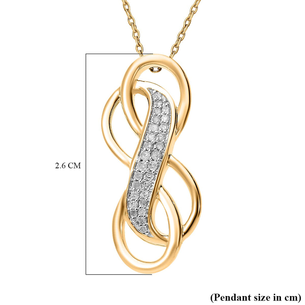 Diamond Pendant with Chain (Size 20) in 18K Vermeil Yellow Gold Plated Sterling Silver 0.15 Ct