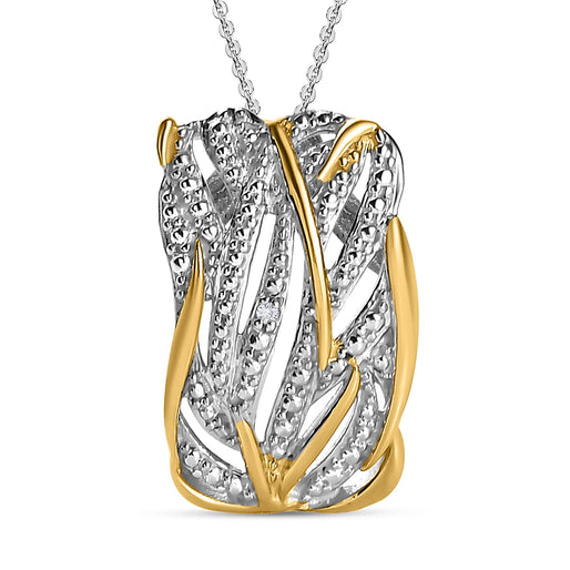 D'Joy Diamond Pendant with Chain (Size - 20) in 18K Yellow Gold Vermeil & Two Tone Plating