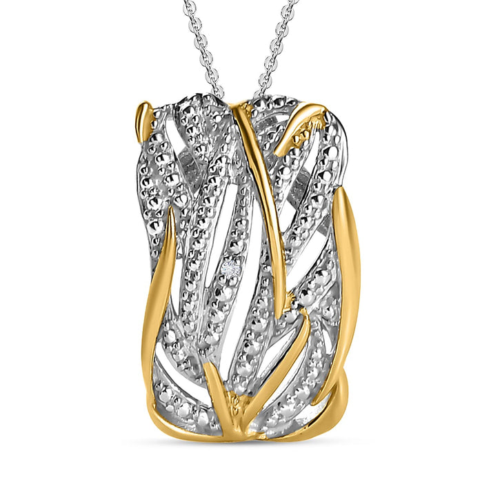 Diamond Pendant with Chain Size 20 Inch in Sterling Silver with Platinum and 18K Vermeil Yellow Gold 4154240 1