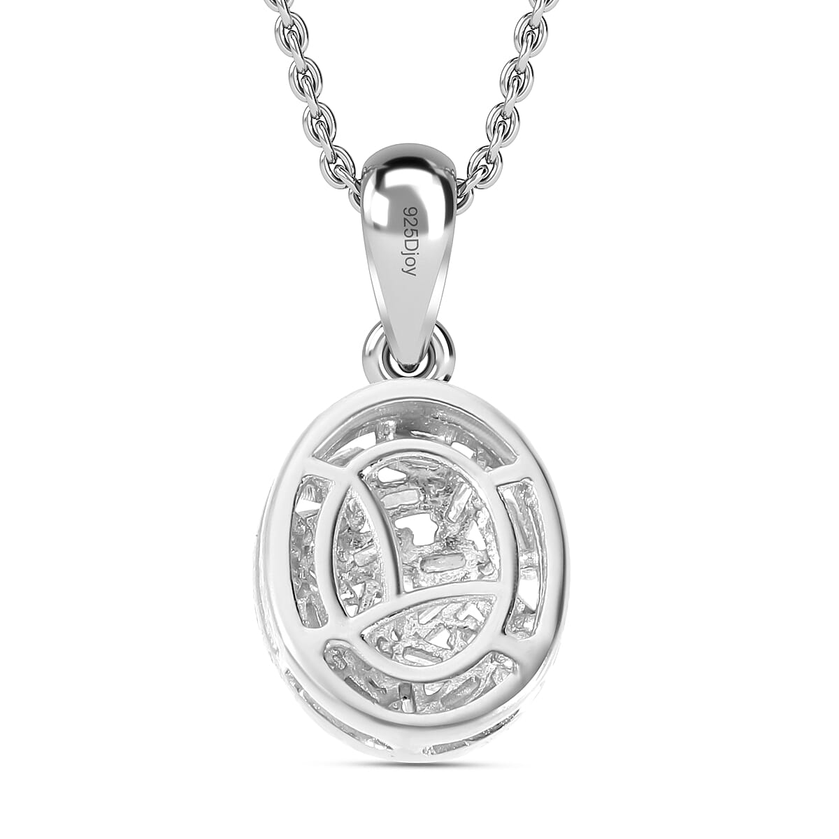 Diamond Pendant with Chain (Size 20) in Platinum Overlay Sterling Silver 0.25 Ct 4216325 2