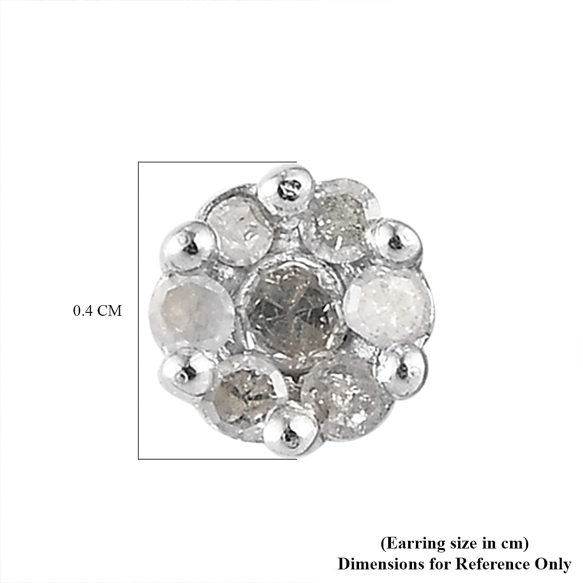 Diamond Pressure Set Floral Stud Earrings in Platinum Plated Sterling Silver 3615494 5