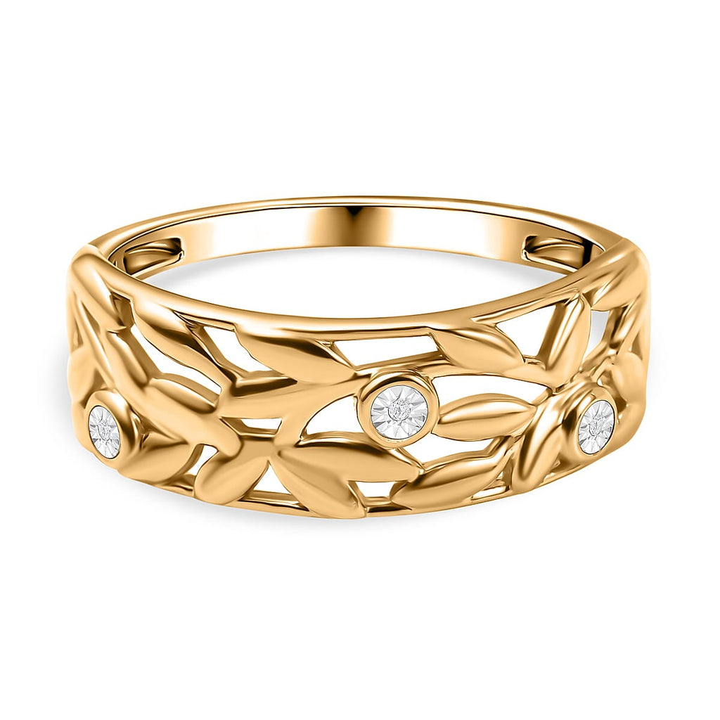 Diamond Ring in 18K Vermeil YG Plated Sterling Silver