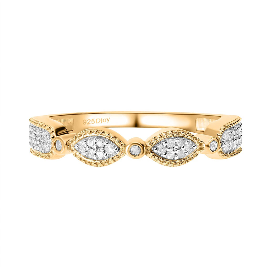 Diamond Ring in 18K Vermeil Yellow Gold Plated Sterling Silver 0.20 Ct