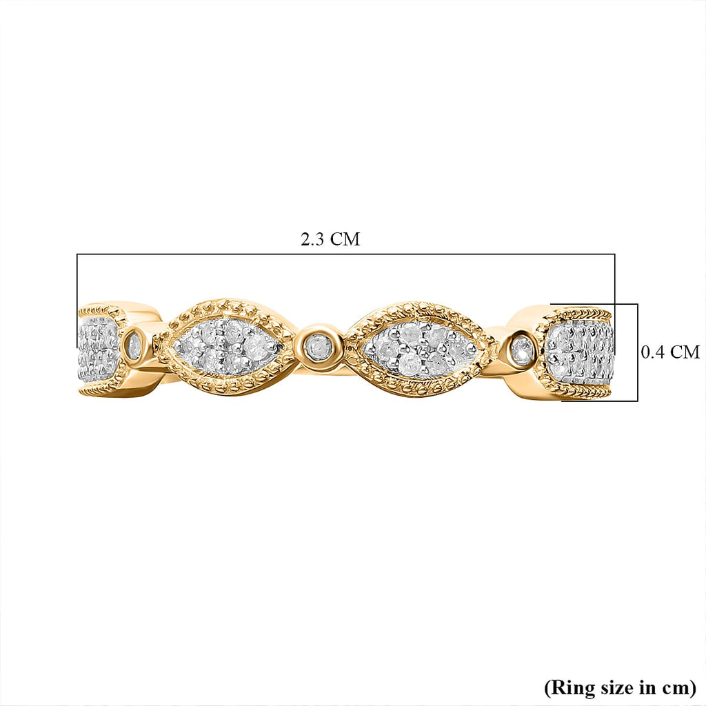 Diamond Ring in 18K Vermeil Yellow Gold Plated Sterling Silver 0.20 Ct