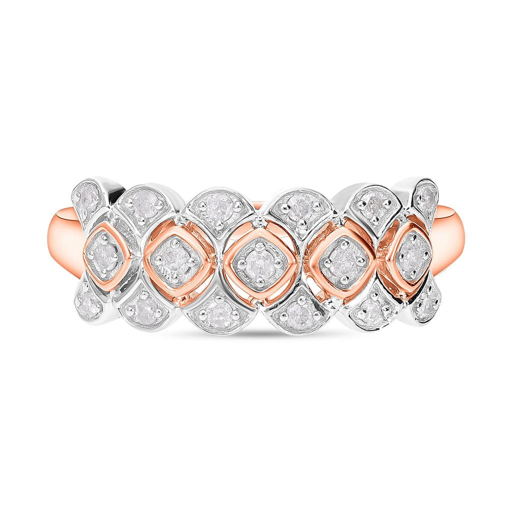 Diamond Ring in 18K Vermeil Yellow Gold & Platinum Plated Sterling Silver 0.20 Ct