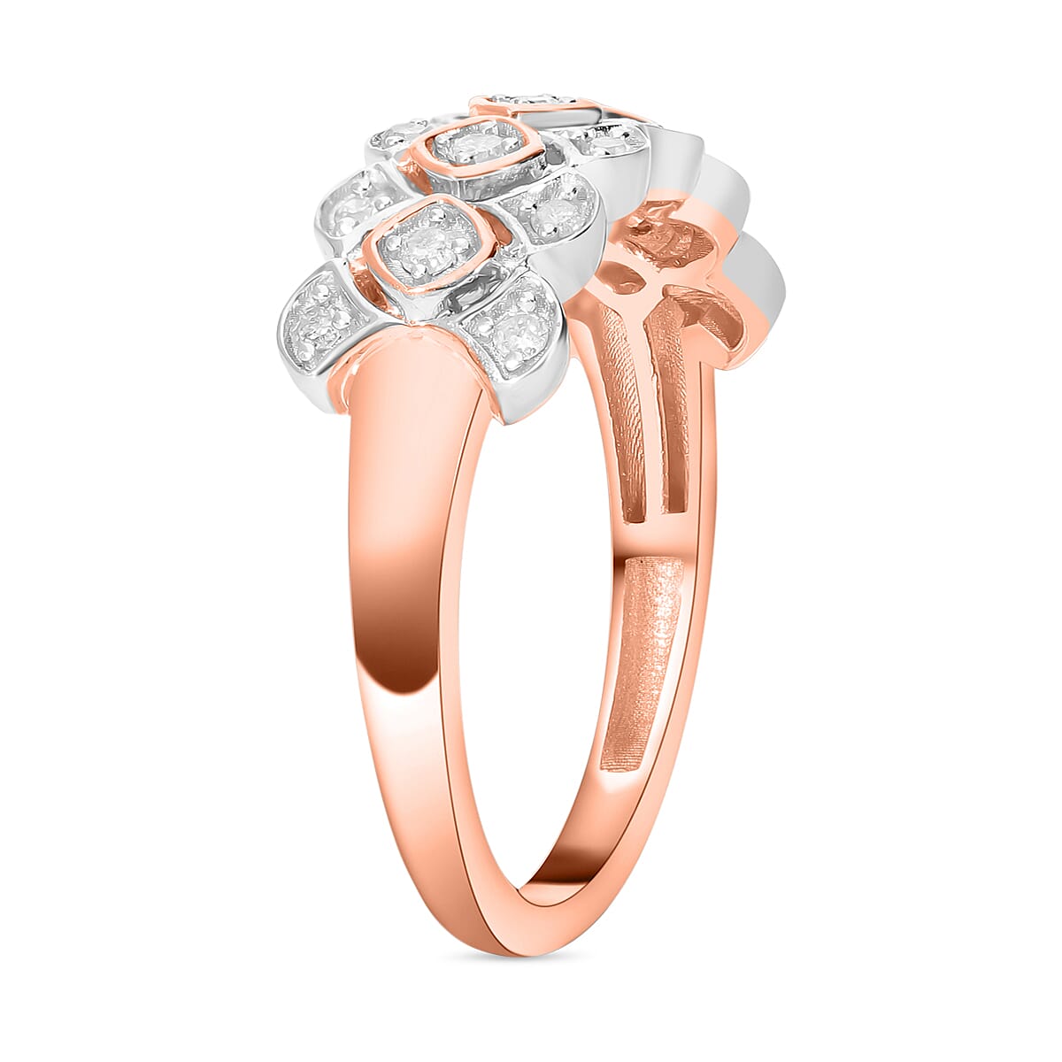 Diamond Ring in 18K Vermeil Yellow Gold &amp; Platinum Plated Sterling Silver 0.20 Ct 7637333 3
