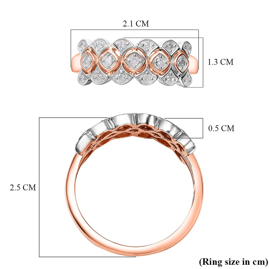 Diamond Ring in 18K Vermeil Yellow Gold & Platinum Plated Sterling Silver 0.20 Ct