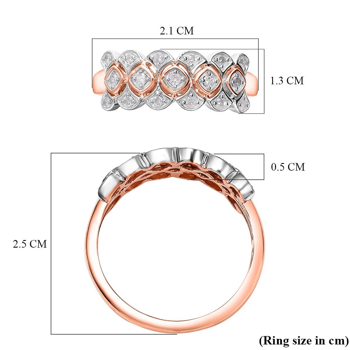 Diamond Ring in 18K Vermeil Yellow Gold &amp; Platinum Plated Sterling Silver 0.20 Ct 7637333 5
