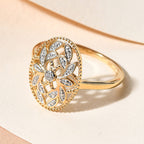 Diamond Ring in 18K Vermeil Yellow Gold Plated Sterling Silver
